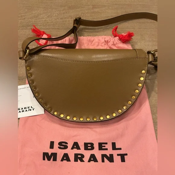 NWT Isabel Marant Skano leather stud crossbody bag in khaki - Picture 8 of 9